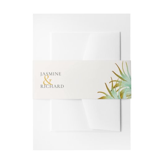 Tropical Watercolor Palm Destination Wedding Uitnodigingen Wikkel (Voorkant Voorbeeld)