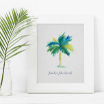 Tropical Watercolor Palm Tree Poster<br><div class="desc">A tropical motivational poster for bedrooms, home office and living areas in your beach home. This print features my originhand painted watercolor palm tree in shades of turquoise, green and blue with the quote "I bend so I don't break" is set in trendy script typography. Personalize to read whatever you...</div>