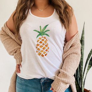 Tropical Watercolor Pineapple Tanktop