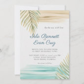 Tropical Watercolor Sage Green Palm Beach Wedding Kaart (Voorkant)