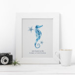 Tropical Watercolor Seahorse Wall Art Poster<br><div class="desc">A coastal style motivational wall art poster for bedrooms, home office, living areas and kid's playrooms in your beach home. This print features my originhand painted watercolor seahorse and starfish in shades blue with my quote "I am loved by the Creator of the Universe" is in modern zonder serif typography....</div>