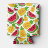 Tropical Watermelon and Pineapple Pixel Pattern Blikjeskoeler (Voorkant)