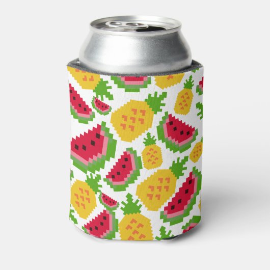 Tropical Watermelon and Pineapple Pixel Pattern Blikjeskoeler (Blikje Achterkant)