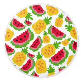 Tropical Watermelon and Pineapple Pixel Pattern Keramische Knop (Voorkant)