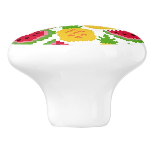 Tropical Watermelon and Pineapple Pixel Pattern Keramische Knop (Zijkant)