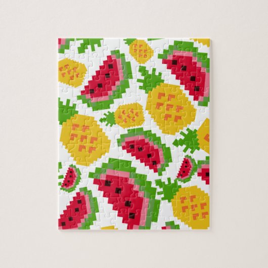 Tropical Watermelon and Pineapple Pixel Pattern Legpuzzel (Verticaal)