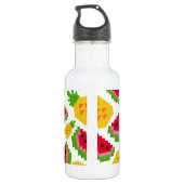 Tropical Watermelon and Pineapple Pixel Pattern Waterfles (Achterkant)