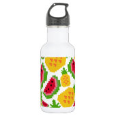 Tropical Watermelon and Pineapple Pixel Pattern Waterfles (Voorkant)