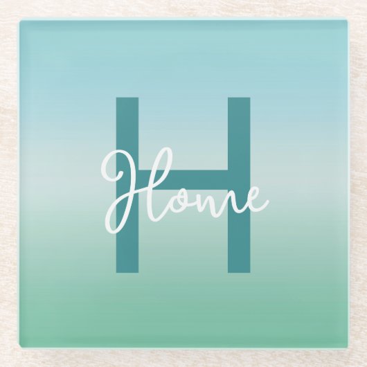 Tropical Waters Gradient Monogram Name  Glazen Onderzetter (Voorkant)