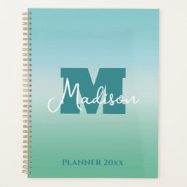 Tropical Waters Gradient Monogram Name  Planner