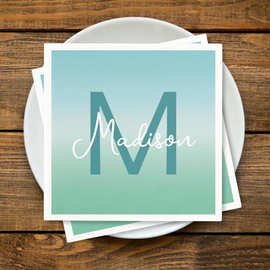 Tropical Waters Gradient Monogram Name  Servet
