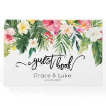 Tropical Waterverf Flowers Trouwgastenboek