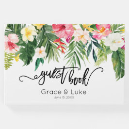 Tropical Waterverf Flowers Trouwgastenboek Gastenboek