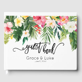 Tropical Waterverf Flowers Trouwgastenboek Gastenboek