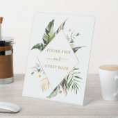 Tropical Waterverf verlaat bruiloft gastenboek Reclamebord Met Voetstuk (Insitu)