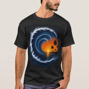 Tropical Wave Sunset Surf Logo T-shirt Ocean Vor