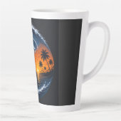 Tropical Wave Sunset Surf Logo T-shirt | Ocean Wer Latte Mok (Rechts)