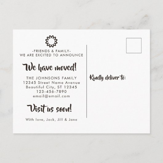 Tropical We hebben verplaatst Beach Zee Shell Nieu Aankondigingskaart (Achterkant)