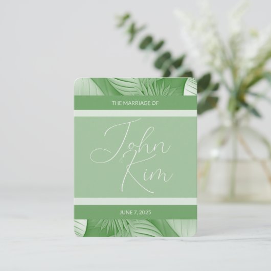 Tropical Wedding Aankondiging Foto QR Code Kaart (Staand voorkant)