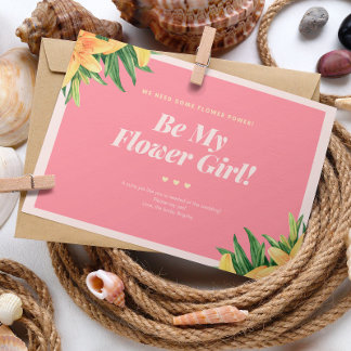 Tropical Wedding Bloemenmeisje Kaart