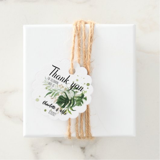 Tropical Wedding Custom Greenery Bedankt Bedankjes Labels (In situ)