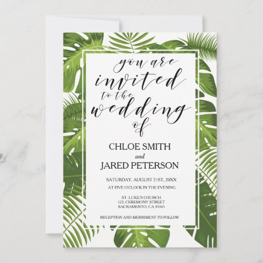 Tropical Wedding Invitation card Kaart (Voorkant)