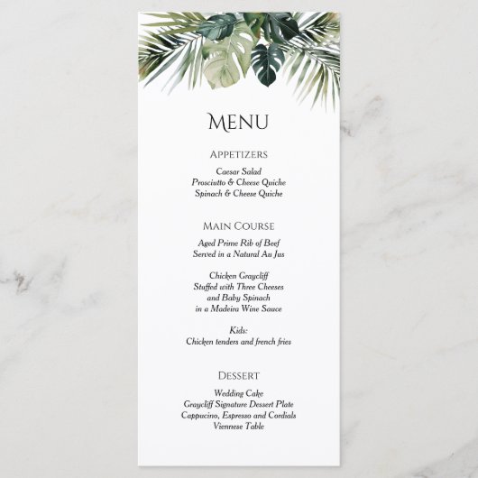 Tropical Wedding Menu Kaart – Botanisch ontwerp (Voorkant)