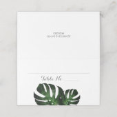 Tropical Wedding Monstera Folded Place Card Plaatskaartje (Buitenkant ongevouwen)