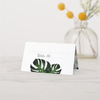 Tropical Wedding Monstera Folded Place Card Plaatskaartje