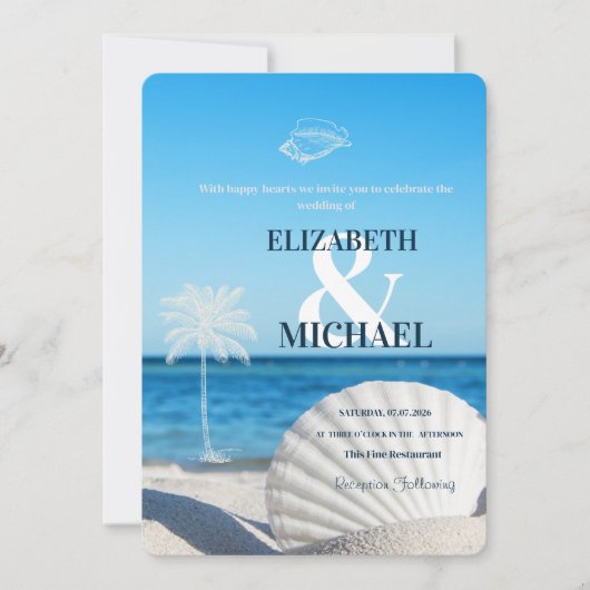 Tropical Wedding Ocean Beach  Kaart (Voorkant)