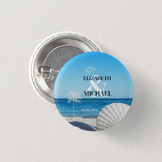 Tropical Wedding Ocean Beach Ronde Button 3,2 Cm (Voorkant /achterkant)