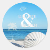 Tropical Wedding Ocean Beach Ronde Sticker (Voorkant)