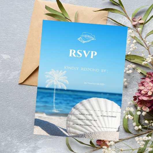 Tropical Wedding Ocean Beach RSVP   Kaart