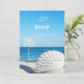 Tropical Wedding Ocean Beach RSVP   Kaart (Staand voorkant)