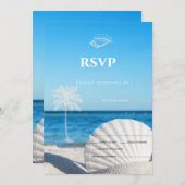Tropical Wedding Ocean Beach RSVP   Kaart (Voorkant / Achterkant)