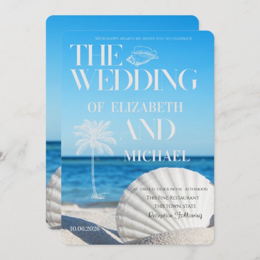 Tropical Wedding Ocean Beach Wedding Kaart (Voorkant / Achterkant)