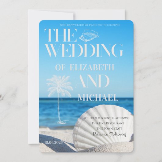 Tropical Wedding Ocean Beach Wedding Kaart (Voorkant)