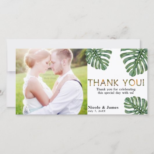 Tropical Wedding Photo Oerwoud Safari Bedankt (Voorkant)
