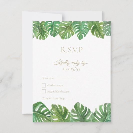 Tropical Wedding R.S.V.P Response Kaart (Voorkant)