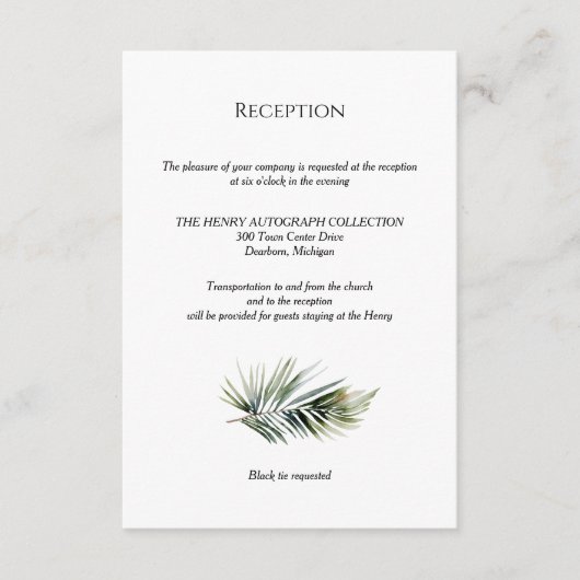 Tropical Wedding Receptie Kaart – Botanisch Ontwer (Voorkant)