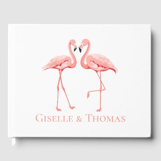 Tropical Wedding Roze Flamingo Vrijgezellenfeest P Gastenboek (Voorkant)