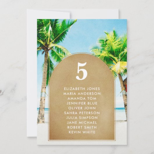 Tropical Wedding Zitting Chart Kaarten voor bruilo (Voorkant)