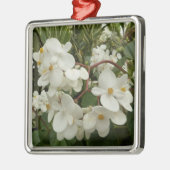 Tropical White Begonia Floral Metalen Ornament (Links)
