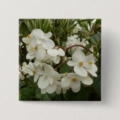 Tropical White Begonia Floral Vierkante Button 5,1 Cm (Voorkant)