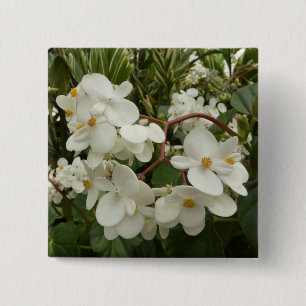 Tropical White Begonia Floral Vierkante Button 5,1 Cm
