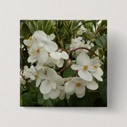 Tropical White Begonia Floral Vierkante Button 5,1 Cm (Voorkant)