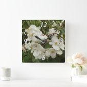 Tropical White Begonia Floral Vierkante Klok (Huis)