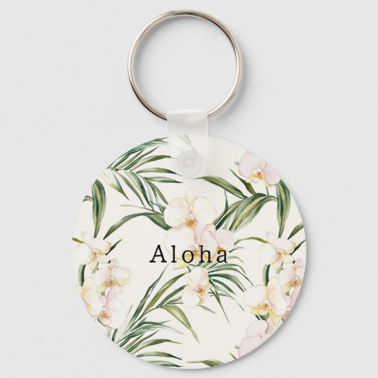 Tropical White Orchid Flowers   Sleutelhanger (Voorkant)