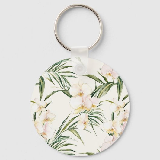 Tropical White Orchid Flowers   Sleutelhanger (Achterkant)