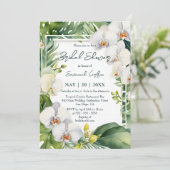 Tropical White Orchids Greenery Bridal Shower Kaart (Staand voorkant)